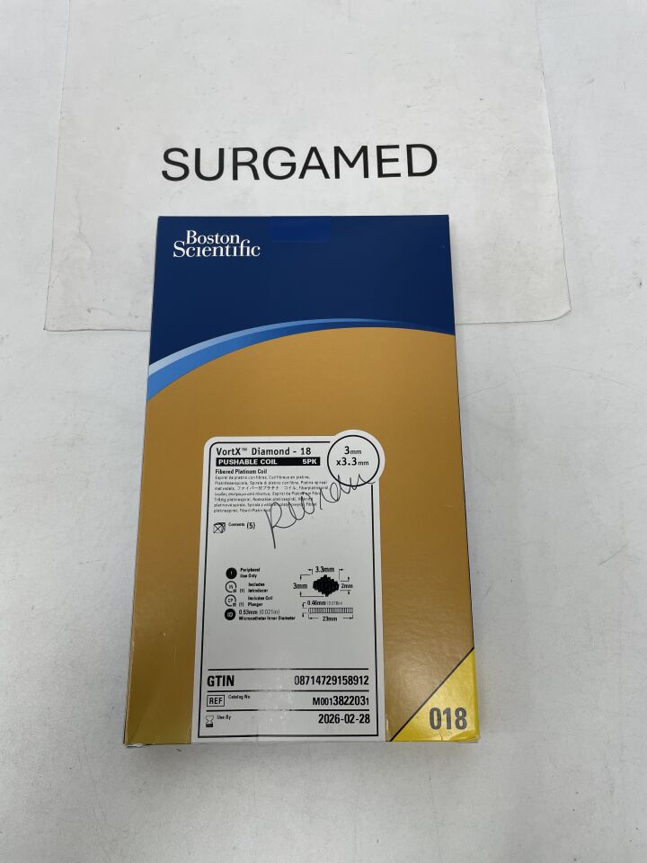 382203 - BOSTON SCIENTIFIC - VortX Diamond 18 Sterile Pushable Coil, 0.018 in. Size, 3 mm dia., 3.3 mm Unrestrained Coil Length, (BX/5)