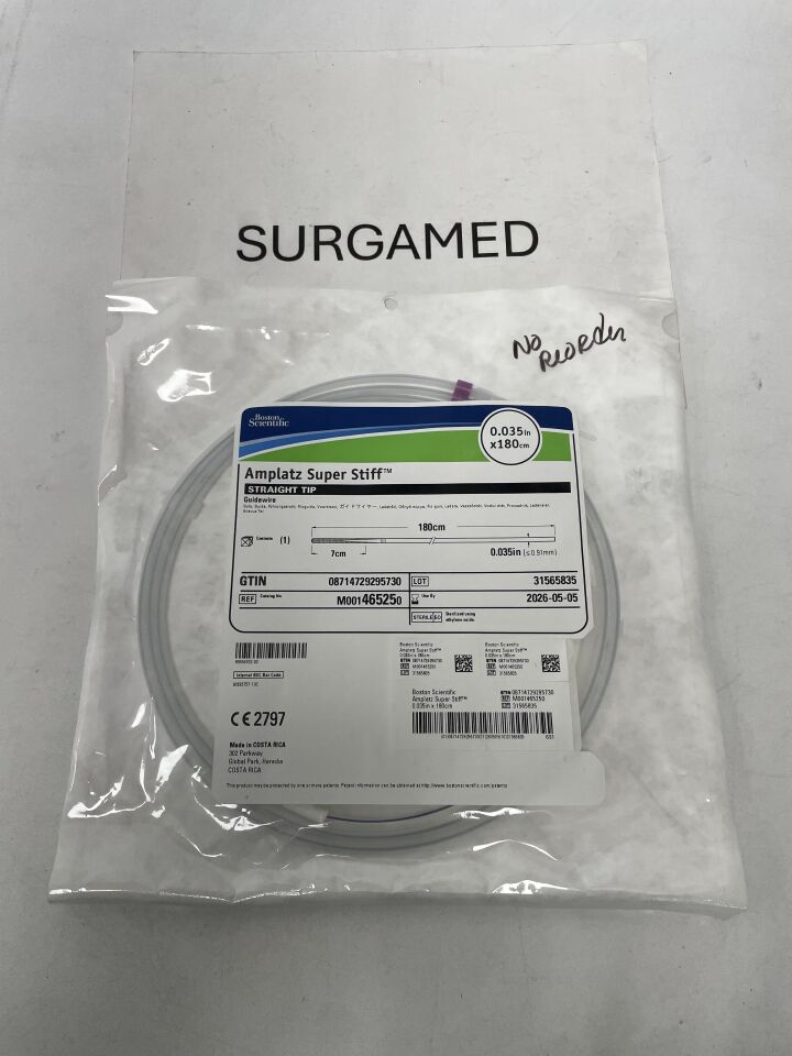 46525 - BOSTON SCIENTIFIC - Amplatz Super Stiff Guidewire - Straight Tip - .035" x 180cm, (EA)