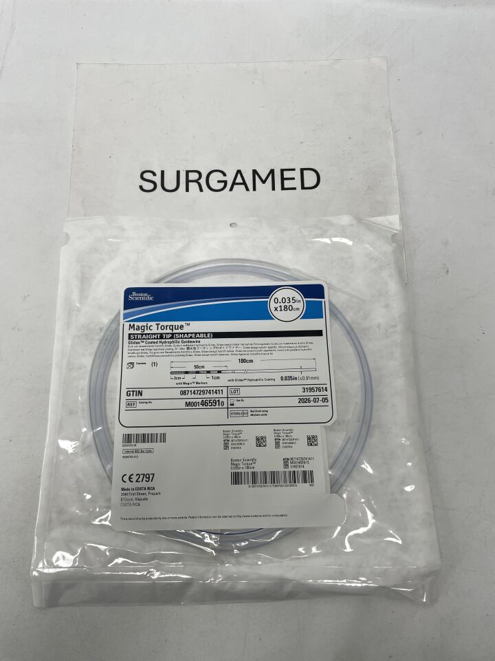 46591 - BOSTON SCIENTIFIC - Magic Torque Glidex Coated Hydrophilic Guidewire - Straight Tip (Shapeable) - .035" x 180cm, (EA)