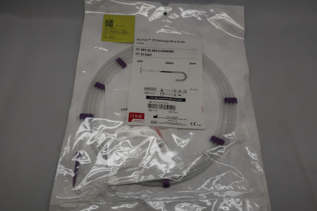 G11667 - COOK - The Firm Connors Roadrunner Wire Guide, Stiff, 2MM Curved: 0.035" X 260CM, (EA)