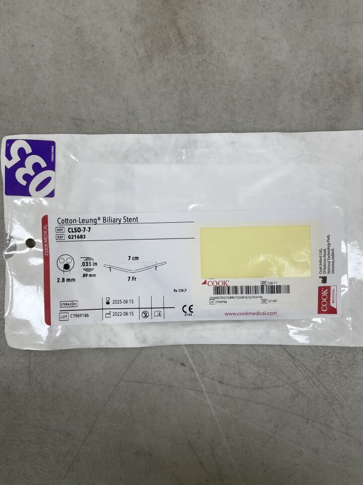 G21683 - COOK - Cotton-Leung Biliary Stent - 7Fr x 7cm, (EA)