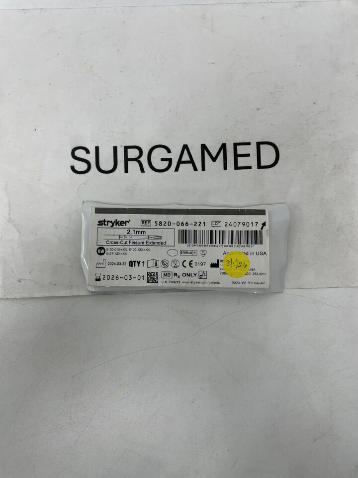 5820-066-221 - STRYKER - Cross-Cut Fissure Bur, Extended 2.1mm Diameter, (EA)