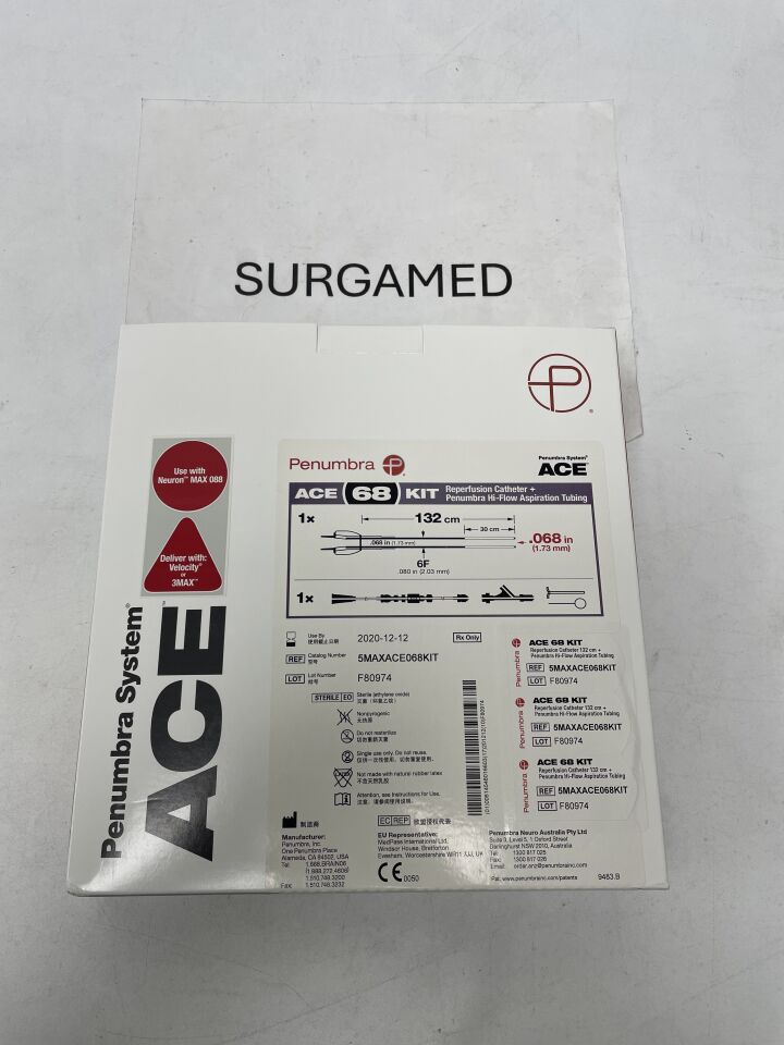 5MAXACE068KIT - PENUMBRA - ACE 68 KIT Reperfusion Catheter + Hi-Flow Aspiration Tubing - 6Fr x .068" x 132cm, (BX/1)
