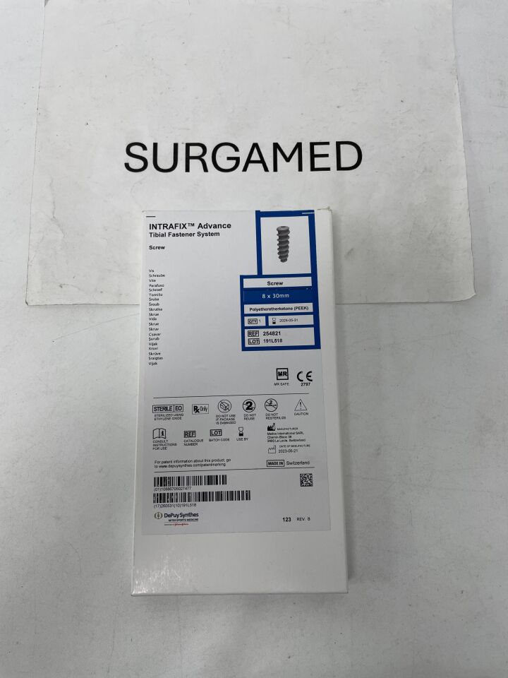 254821 - DEPUY - Intrafix Advance Tibial Fastener System PEEK Screw - 8 x 30mm, (BX/1)