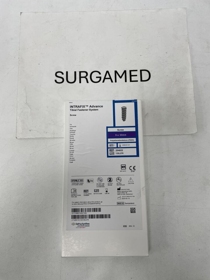 254822 - DEPUY - Intrafix Advance Tibial Fastener System PEEK Screw - 9 x 30mm, (BX/1)