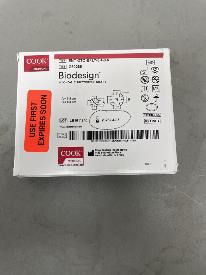 G60285 - COOK - Biodesign Otologic Butterfly Graft 0.4cm, 0.6cm, (EA)