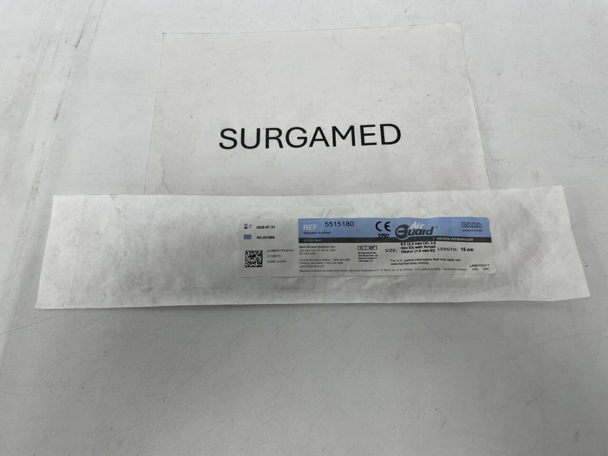 5515180 - BARD - AirGuard Valved Introducer - 8F x 15cm, (EA)