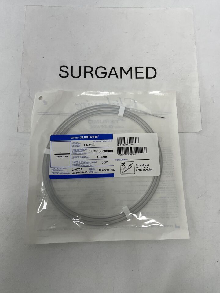 GR3503 - TERUMO - Radifocus Glidewire - Straight - .035" x 180cm x 3cm, (EA)