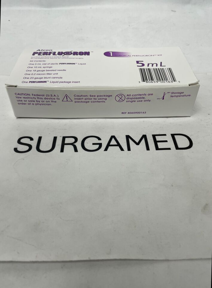 8065900163 - ALCON - PERFLUORON Kit, 5 mL Perfluoron Liquid, 1 10 mL Syringe, 1 20G Beveled Needle, 1 0.2 µ Filter Unit, 1 23G Blunt Cannula, 1 Perfluoron Liquid Package Insert, (BX/1)