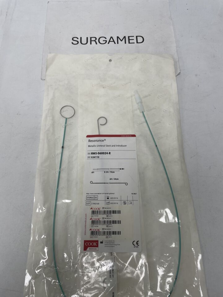 G34110 - COOK - Resonance Metallic Ureteral Stent and Introducer 6F x 24cm (No Box), (EA)