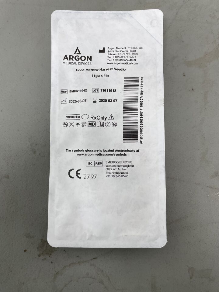 BMHN1104X - ARGON - Bone Marrow Harvest Needle, Bevel Tip, 11G x 4â, (EA)