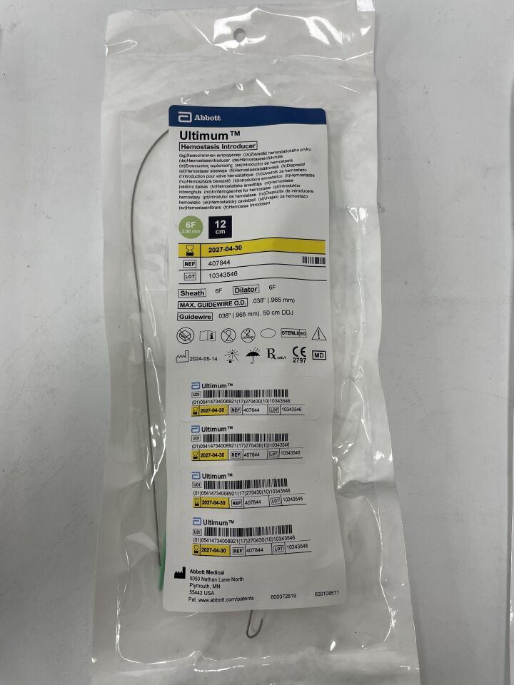 407844 - ABBOTT - Ultimum Hemostasis Introducer - 6Fr x 12cm, ()