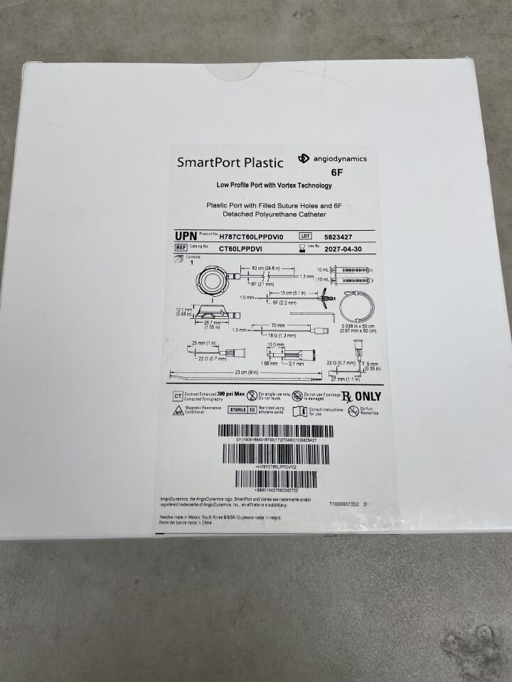 CT60LPPDVI - ANGIO DYNAMICS - SmartPort Plastic Low Profile Port with Vortex Technology, 6F, (BX/1)