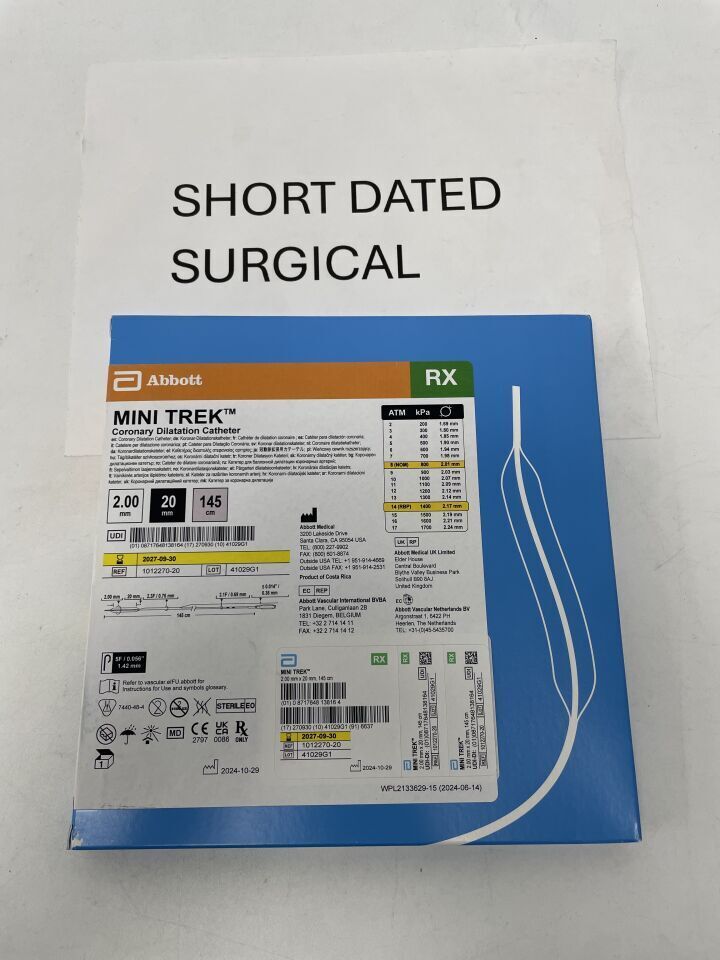 1012270-20 - ABBOTT - MINI TREK Coronary Dilatation Catheter - RX - 2.00mm x 20mm, (BX/1)