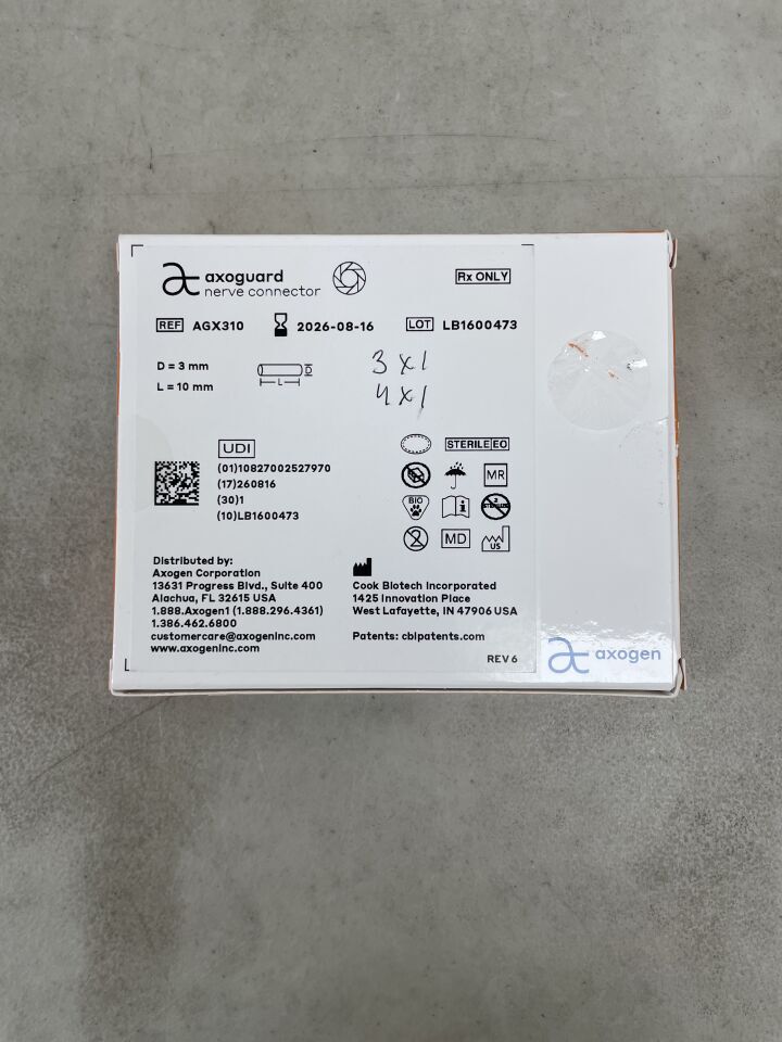 AGX310 - AXOGEN - AxoGuard Nerve Connector 3mm x 10mm, (BX/1)