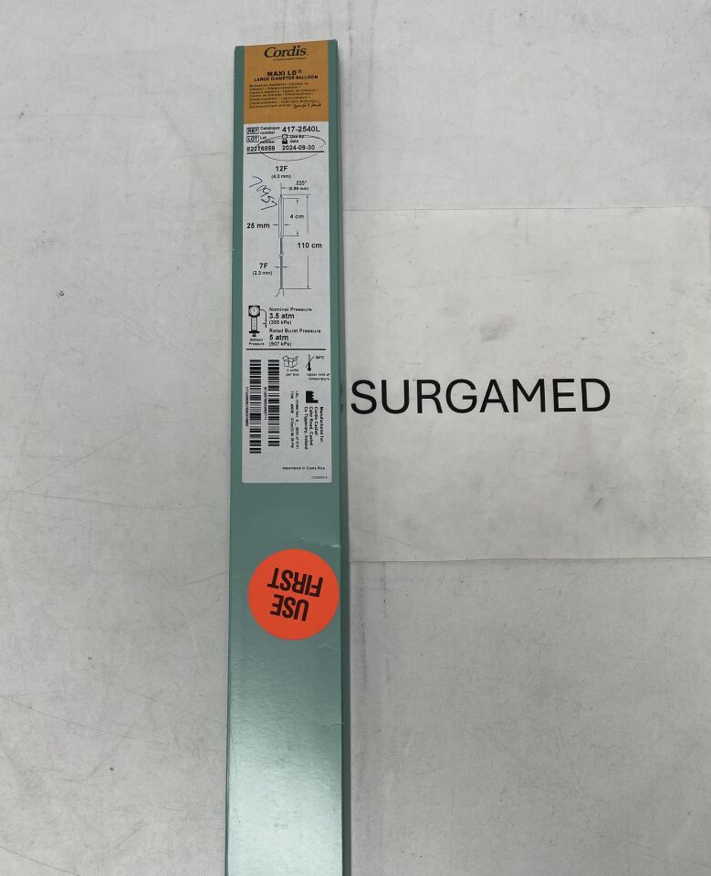417-2540L - CORDIS - MAXI LD Large Diameter PTA Balloon Dilatation Catheter - 25mm x 4cm x 110cm (L), (BX/1)
