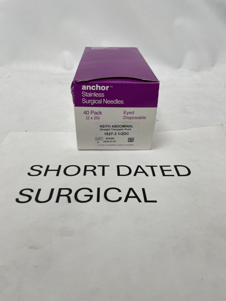 1827-3 1/2DC - ANCHOR - Keith Abdominal Straight Triangular Point Needle, Size - 3 1/2", (BX/40)