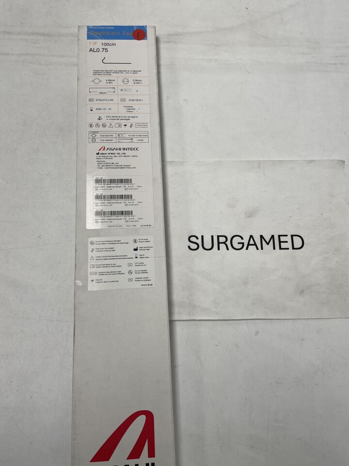 G7AL07-0-L100 - ASAHI - Eaucath 7.5F Sheathless Guiding Catheter 100cm, AL0.75 (L), (BX/1)