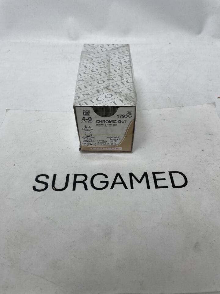 1793G - ETHICON - Gut Chromic Absorbable Monofilament Suture, Size 4-0, 18 in. Length, S-4 Needle, (BX/12)