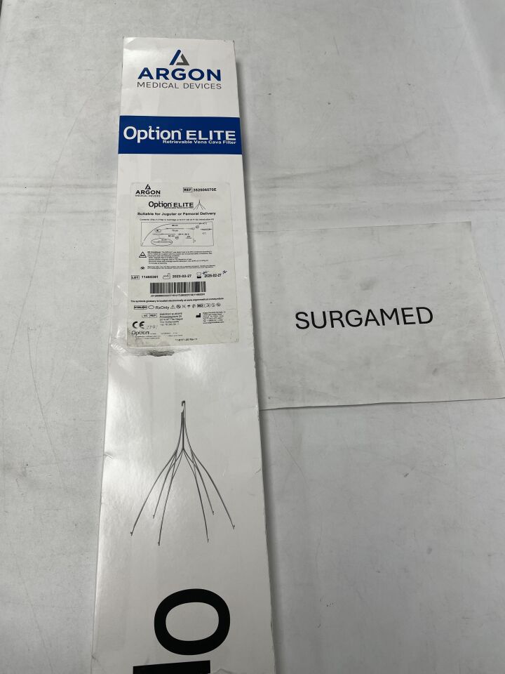 352506070E - ARGON - Option Elite Retrievable Vena Cava Filter - Jugular or Femoral Delivery - 5Fr x 70cm (L), (BX/1)