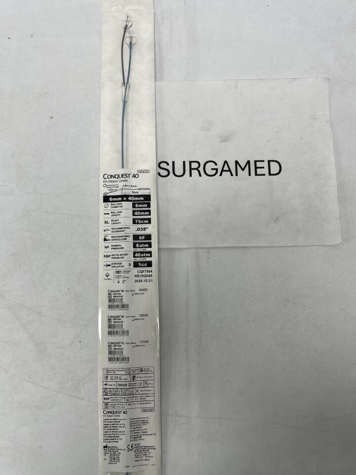 CQF7564 - BARD - Conquest 40 PTA Dilatation Catheter - 6mm x 40mm x 75cm (L), (EA)