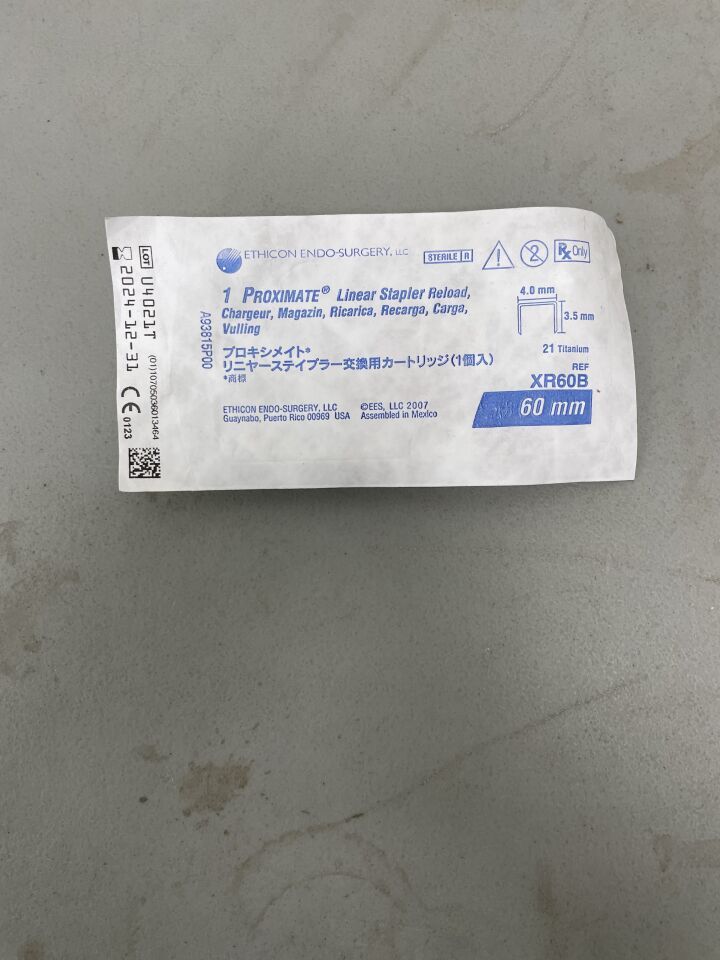 XR60B - ETHICON - Proximate Reloadable Staplers Cartridge, Blue, For TX60 30 mm Linear Stapler, (EA)