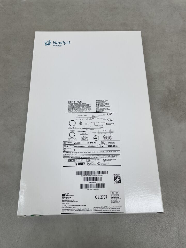 45-833 - NAVILYST MEDICAL - BioFlo PICC with Endexo and PASV Valve Technology - 5F x 55cm Dual Lumen Catheter IR-145 Kit, (BX/1)