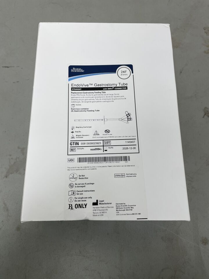 0994 - BOSTON SCIENTIFIC - EndoVive Replacement Gastrostomy Feeding Tube with ENFit, 24 Fr Size | Full catalog ref: M00509940 | Short ref: 994, (BX/5)