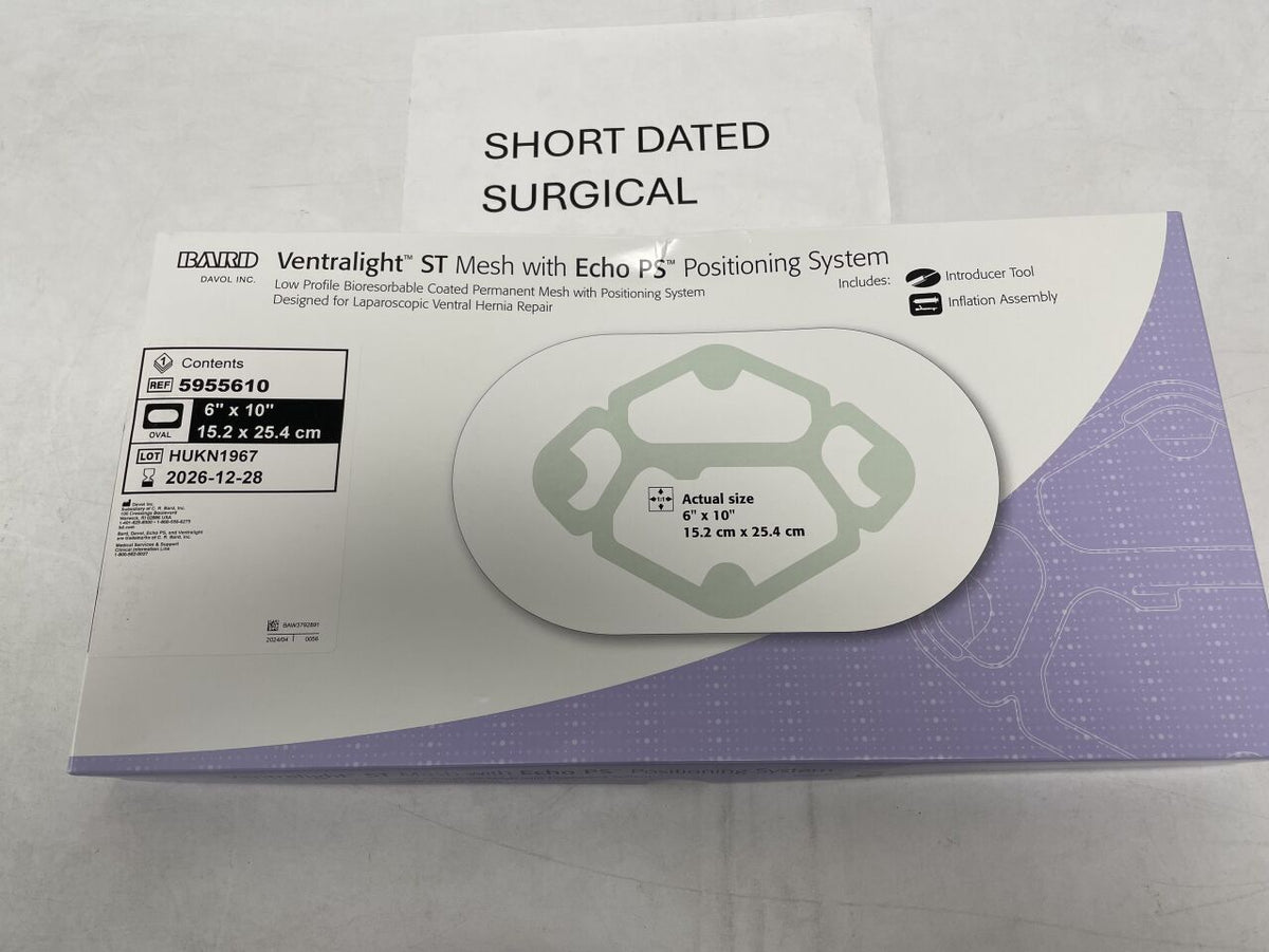 5955610 - BARD - Ventralight ST Low-Profile Polypropylene Mesh with Echo PS Positioning System, 6 x 10 in., (BX/1)