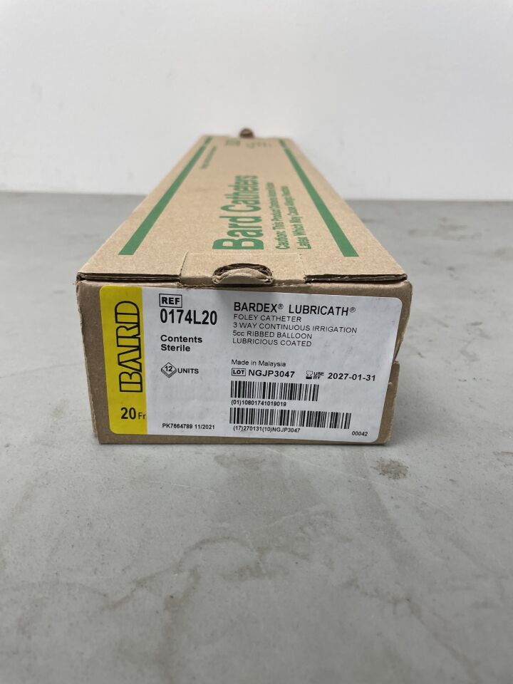 0174L20 - BARD - BARDEX Lubricath Continuous Irrigation Foley Catheters - 3-Way, 5 mL, 20 Fr, (BX/12)