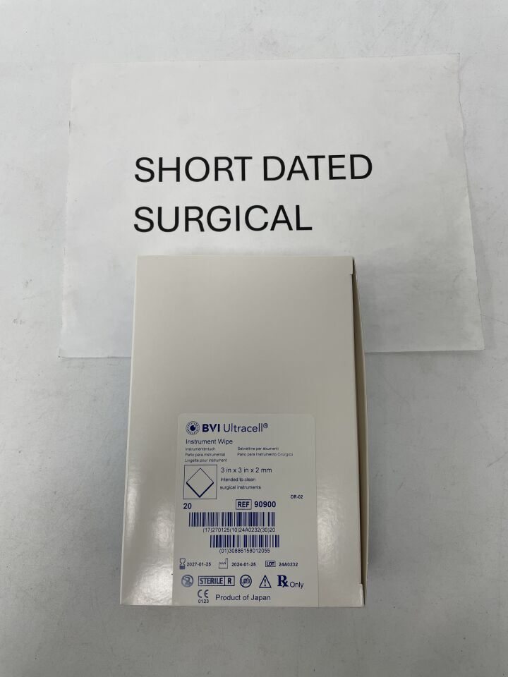 90900 - BVI - Ultracell Instrument Wipe, 3" x 3" x 2mm Thick, (BX/20)