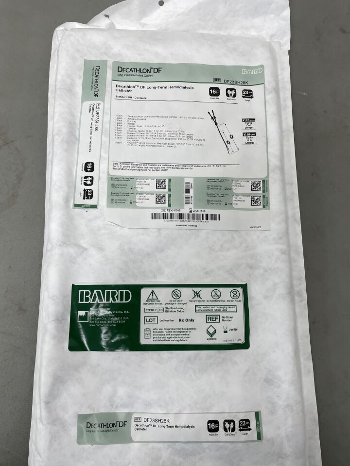 DF23SH28K - BARD - Decathlon DF Long-Term 16F Hemodialysis Catheter, Standard Kit 23cm/28cm, (EA)