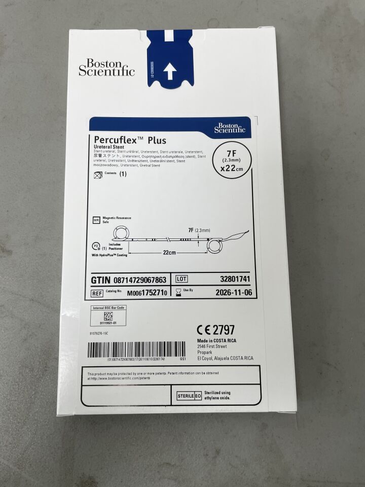 175271 - BOSTON SCIENTIFIC - Percuflex Plus Ureteral Stent - 7Fr x 22cm | Full catalog ref: M0061752710 | Short ref: 175271, (BX/1)