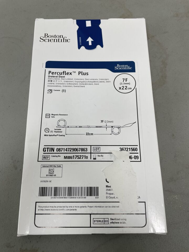 175271 - BOSTON SCIENTIFIC - Percuflex Plus Ureteral Stent - 7Fr x 22cm | Full catalog ref: M0061752710 | Short ref: 175271, (BX/1)
