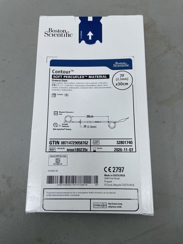 180235 - BOSTON SCIENTIFIC - Contour Ureteral Stent - Soft Percuflex Material - 7Fr x 30cm | Full catalog ref: M0061802350 | Short ref: 180235, (BX/1)