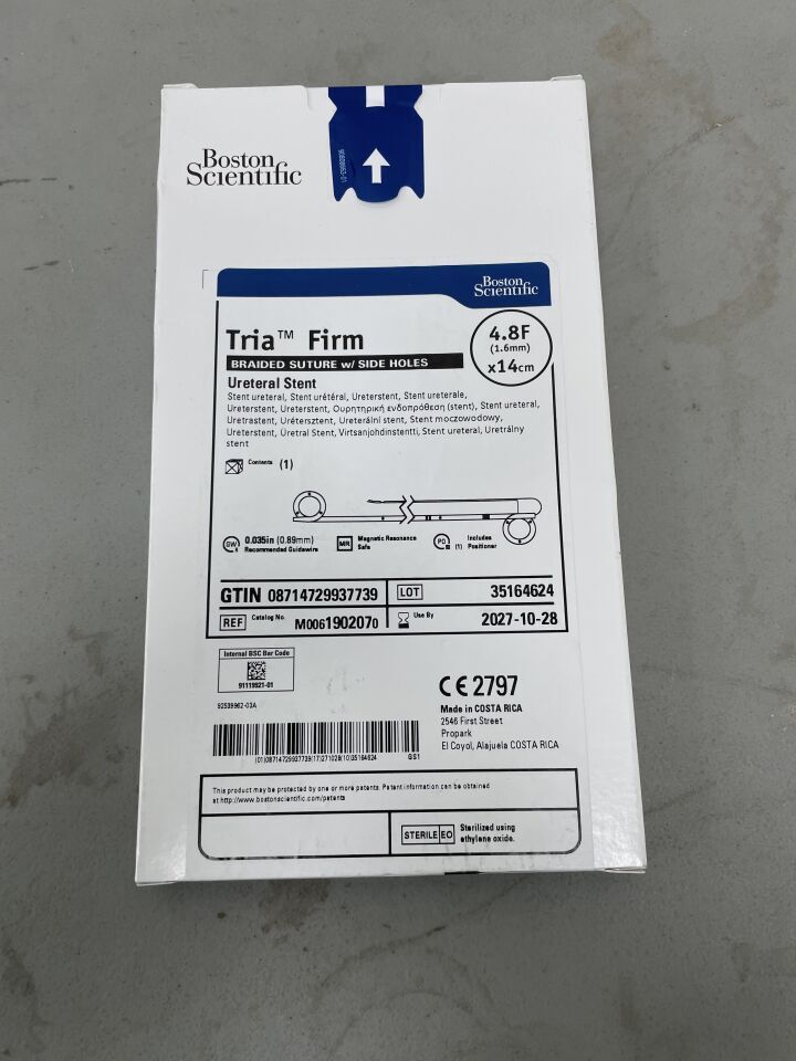 190207 - BOSTON SCIENTIFIC - Tria Firm Ureteral Stent with Side Holes - 4.8Fr x 14cm | Full catalog ref: M0061902070 | Short ref: 190207, (BX/1)