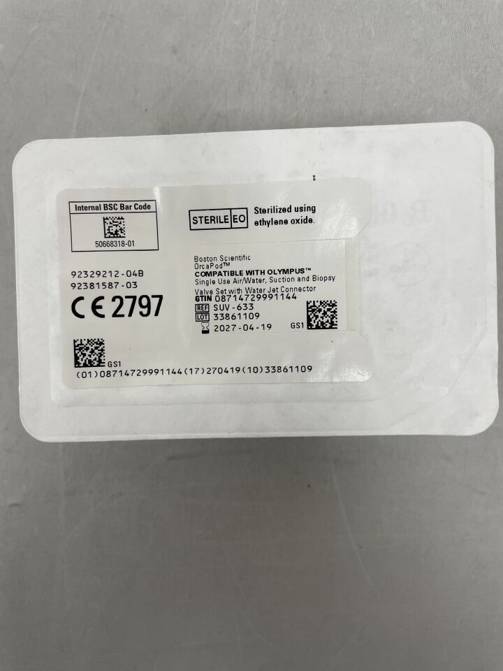 SUV-633 - BOSTON SCIENTIFIC - OrcaPod, Air/Water, Suction and Biopsy Valve Set with Water Jet Connector, (EA)
