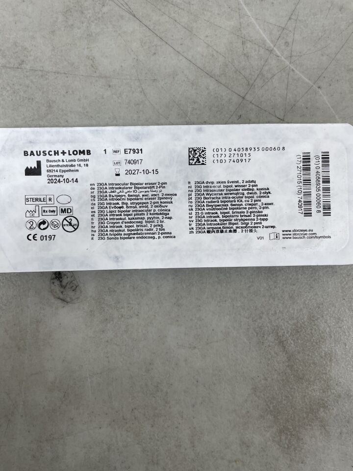 E7931 - BAUSCH & LOMB - Diathermy Bipolar Eraser 23GA 2pin tapered, (EA)
