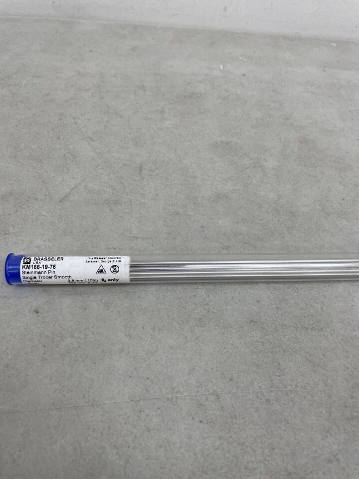KM168-19-76 - BRASSELER - Steinmann Pin, Single Trocar Smooth, 2.8mm diameter, 228mm length (6 Per Tube), ()