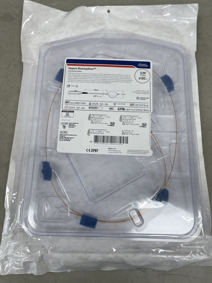 380100 - BOSTON SCIENTIFIC - Segura Hemisphere Stone Retrieval Basket - 3.0Fr x 120cm x 16mm | Full catalog ref: M0063801000 | Short ref: 380100, (EA)