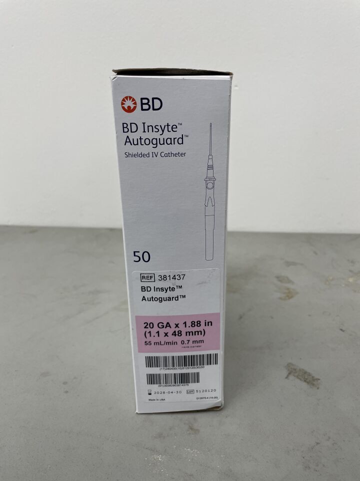 381437 - BD - insyte autoguard pnk 20ga x 1.88in, (BX/50)