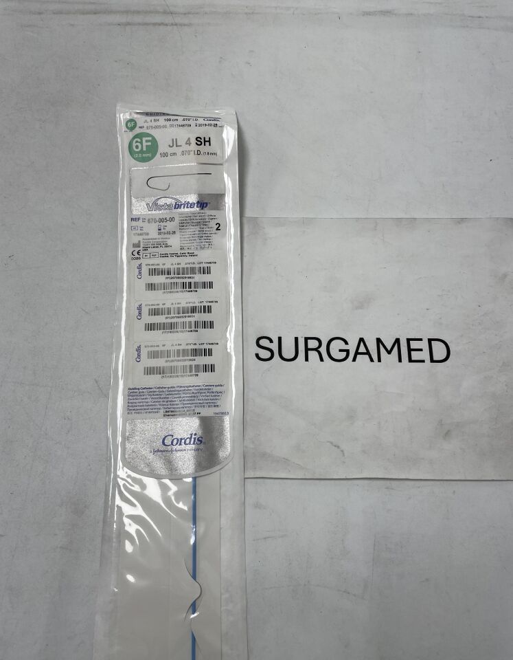 670-005-00 - CORDIS - Vista Brite Tip Guiding Catheter - JL4 SH - 6Fr x .070" x 100cm (L), (EA)