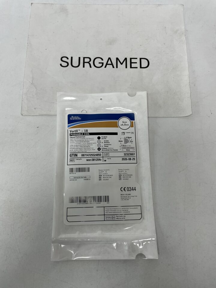 381204 - BOSTON SCIENTIFIC - VortX - 18 Pushable Fibered Platinum Coil - 4mm x 4.0mm, (EA)