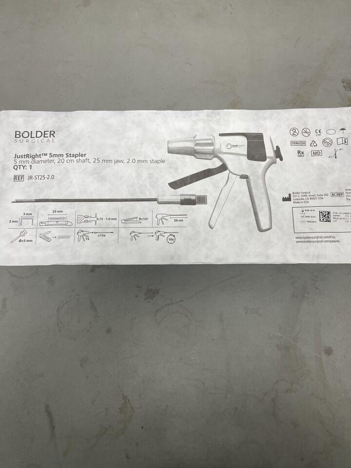 JR-ST25-2.0 - BOLDER SURGICAL - JustRight 5mm Stapler, 25mm Jaw, 2.0 Staple, 20cm Shaft, (EA)