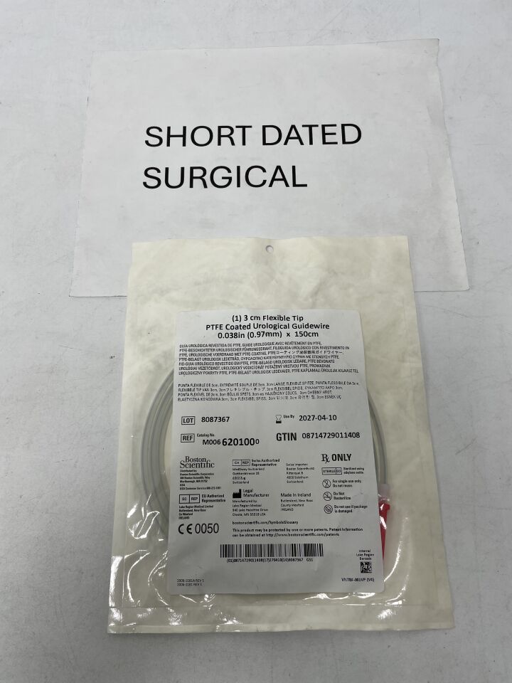 620100 - BOSTON SCIENTIFIC - PTFE Coated Urological Guidewire - Flexible Tip - .038" x 150cm, (EA)