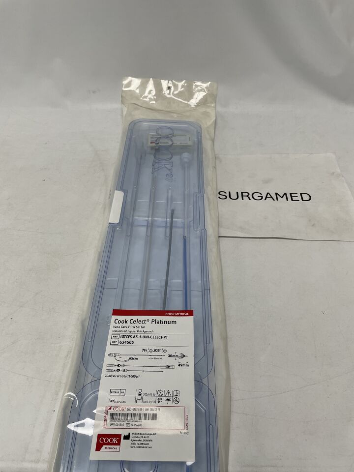 G34505 - COOK - Celect Platinum Vena Cava Filter - Femoral and Jugular Approach - 7Fr x .035" x 65cm (L), (EA)