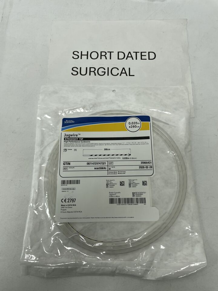 5664 - BOSTON SCIENTIFIC - Jagwire Straight Tip High Performance Guidewire, Straight Tip, 0.035" x 260cm, (EA)