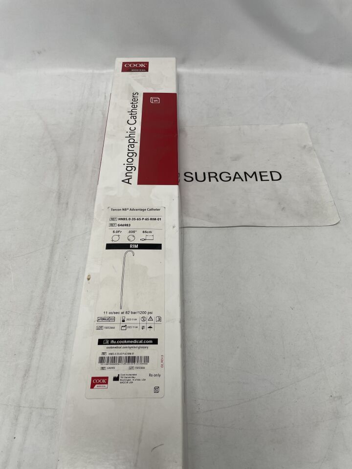 G46983 - COOK - Torcon NB Advantage Catheter - RIM - 5Fr x .035" x 65cm (L), (BX/5)
