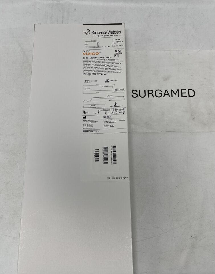 D138503 - BIOSENSE WEBSTER - CARTO VIZIGO Bi-Directional Guiding Sheath - Large - 8.5Fr x 71cm x 5cm (L), (BX/1)