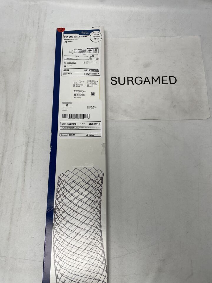 1204416907 - BOSTON SCIENTIFIC - VENOUS WALLSTENT Self-Expanding Stent - 16mm x 90mm x 75cm (L), (BX/1)